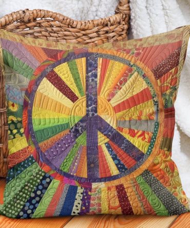 Groovy Sun Quilted Decorative Pillow Cover — Retro Sunshine Throw Pillow Case For Mid-Century, Boho & Contemporary Interiors