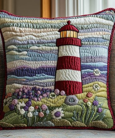 Guiding Star Quilted Pillow Cover — Nautical Star Decorative Throw Pillowcase, Classic Coastal Accent For Porch, Living Room & Bedroom