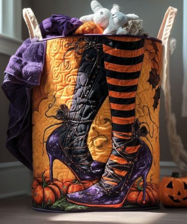 Hallowed Hex Quilted Fabric Hamper — Large Stylish Laundry Basket For Home & Dorm, Foldable Decorative Storage With Reinforced Handles