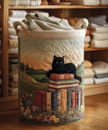 Happy Cats Quilted Laundry Hamper - Cute Foldable Laundry Basket With Sturdy Handles, Machine-Washable Fabric For Kids' Rooms & Pet Lovers