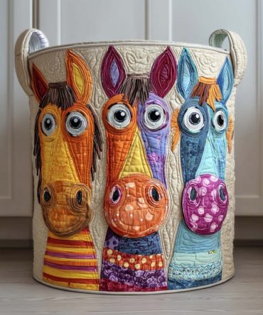 Happy Herd Quilted Fabric Laundry Hamper — Playful Foldable Clothes Basket With Handles, Cute Animal Print For Kids' Rooms & Gifts