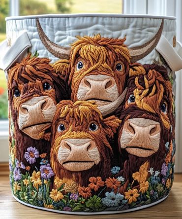 Happy Herd Quilted Fabric Laundry Hamper — Cute Animal Print Collapsible Basket For Kids' Clothes, Toys & Playroom Storage With Easy-Carry Handles