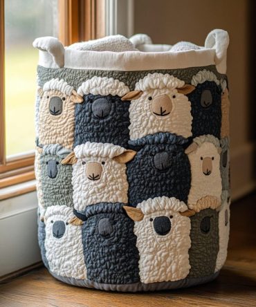 Happy Sheep Quilted Laundry Hamper – Cute Foldable Laundry Basket For Nursery, Kids’ Bedroom & Playroom Storage, Lightweight