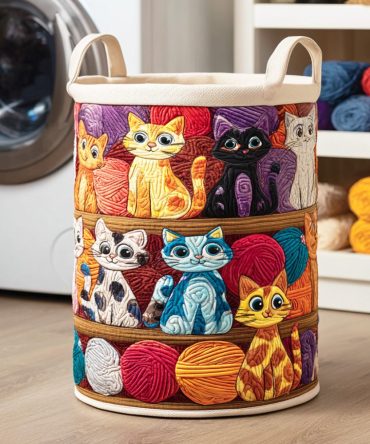 Happy Tail Trail Quilted Laundry Hamper — Playful Dog Print Foldable Laundry Basket, Machine-Washable Storage Hamper For Pet Lovers & Kids Rooms
