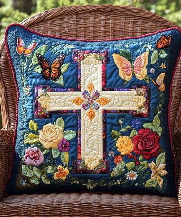 Serene Harmonious Cross Quilted Pillow Cover — Premium Soft Texture Accent For Couch, Bed & Prayer Spaces, Easy Care, Giftable