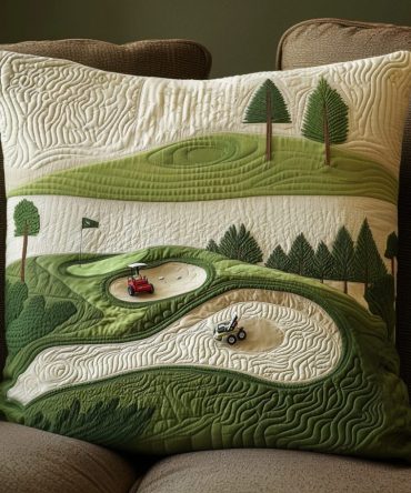 Harmony Pines Quilted Accent Pillow Cover — Serene Pine Motifs & Textured Quilting For Living Room, Bedroom & Lodge-Style Interiors