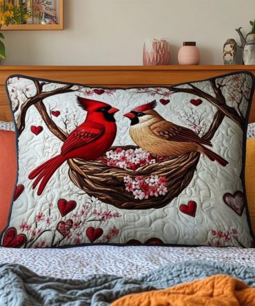 Harmony In Red Quilted Pillow Cover — Striking Red Quilted Decorative Pillowcase For Bold Bedroom, Living Room & Seasonal Styling