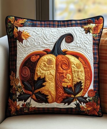 Harvest Fest Quilted Decorative Pillow Cover — Festive Fall Throw Pillowcase With Cozy Quilting For Seasonal Styling