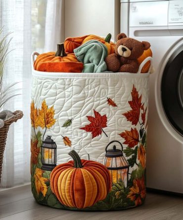 Harvest Glow Quilted Laundry Hamper — Cozy Collapsible Fabric Basket With Reinforced Handles & Decorative Stitching For Seasonal Storage