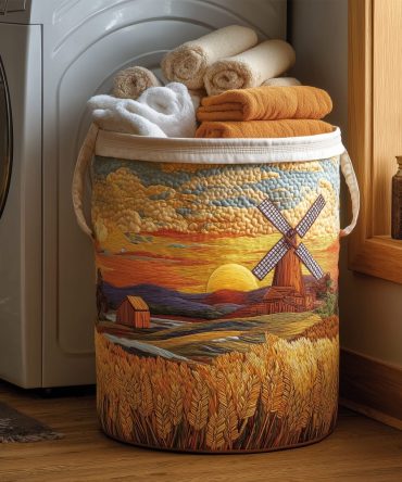 Harvest Glow Quilted Laundry Hamper — Heavy-Duty Decorative Basket With Handles For Clothes, Linens & Home Organization