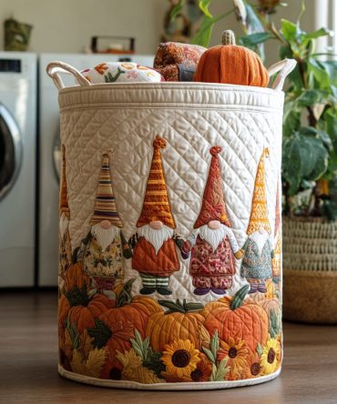 Harvest Hideaway Quilted Laundry Hamper — Rustic Autumn Fabric Storage Basket, Large Collapsible Organizer With Handles For Home & Closet