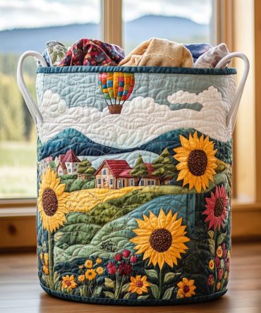 Harvest Hills Quilted Laundry Hamper - Rustic Foldable Fabric Basket With Handles , Durable Stylish Organizer For Home & Laundry