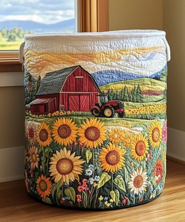Harvest Lane Quilted Laundry Hamper — Rustic Quilted Cotton Basket With Spacious Interior, Sturdy Handles & Fold-Flat Design For Home Organization