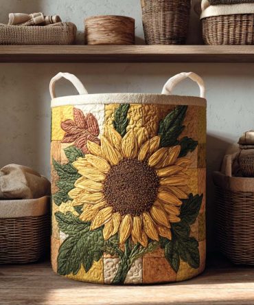 Harvest Sun Quilted Laundry Hamper – Large Foldable Fabric Basket With Reinforced Handles, Machine-Washable Liner & Seasonal Warmth