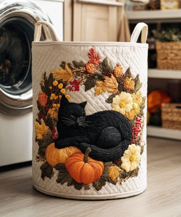 Harvest Whisker Quilted Laundry Hamper – Large Foldable Basket With Reinforced Handles, Autumn-Inspired Pattern For Home & Dorm