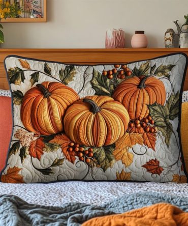 Harvest Blessing Joy Quilted Pillowcase - Rustic Fall Decorative Cover, Cozy Autumn Accent For Living Room & Bedroom