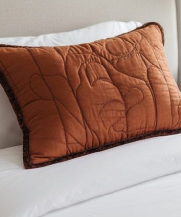 Harvest Blessing Joy V2 Quilted Pillow Cover - Autumn Floral Decorative Pillowcase, Warm Fall Accent For Home & Table