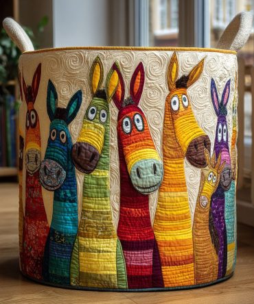 Hayfield Humor Quilted Laundry Basket — Whimsical Farmyard Print Storage Hamper For Playrooms & Bedrooms