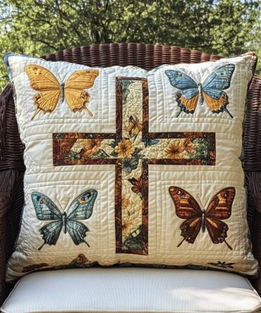 Heavenly Cross Quilted Accent Pillow Cover — Luxurious Textured Throw For Sofa & Bed, Soft Durable Fabric, Machine-Washable, Gift-Ready