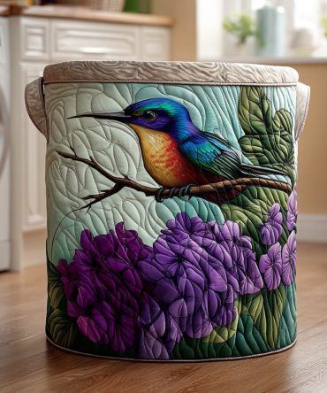 Heirloom Wings Quilted Laundry Hamper – Vintage-Inspired Collapsible Fabric Basket With Padded Support & Handles For Stylish Storage