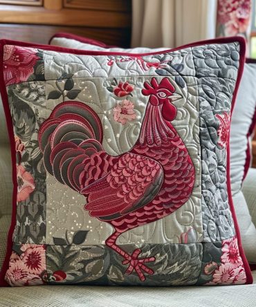 Hens Harmony Quilted Pillowcase - Charming Country Pillow Cover, Soft Textured Quilting, Machine-Washable Accent For Home