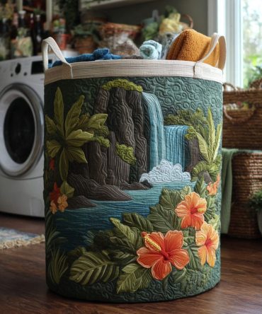 Hidden Lagoon Quilted Laundry Hamper — Serene Aqua Quilted Fabric Laundry Basket, Foldable Storage With Handles & Machine-Washable Liner — Shop Now