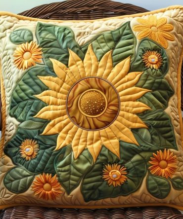 Fun Sunflower Quilted Decorative Pillowcase - Playful Floral Throw Cover With Cheerful Design For Living Room, Porch & Gifts