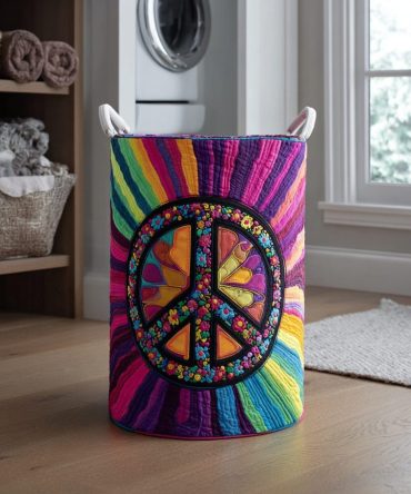 Hippie Dream Quilted Laundry Hamper — Retro Collapsible Fabric Basket For Cozy Bedrooms, Kids’ Decor & Versatile Home Storage