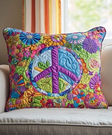 Boho Hippie Quilted Pillow Cover — Vibrant Retro Tie-Dye Accent Cushion Case For Living Room & Bedroom, Soft Decorative Throw, Shop Now