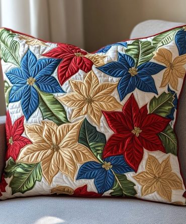 Holiday Charm Quilted Throw Pillow Cover — Classic Seasonal Accent For Couch & Bed, Warm Texture, Easy-Care Fabric