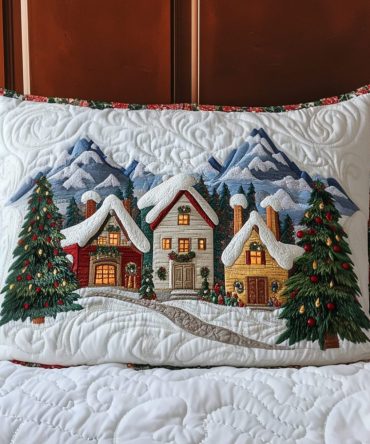 Holiday Homes Quilted Pillow Cover — Cozy Seasonal Throw Pillowcase, Homey Quilted Accent For Living Room, Entryway & Bedroom