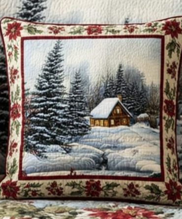 Holiday Miracle Quilted Throw Pillow Cover — Sparkling Festive Motif, Plush Quilting, Durable Cotton-Blend, Hidden Zipper, Machine-Washable Seasonal Statement