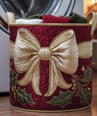 Holiday Charm Quilted Laundry Hamper — Festive Pattern Collapsible Laundry Basket For Home Décor & Easy Organization, Light & Portable