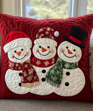 Holiday Frost Quilted Pillow Cover — Elegant Winter-Themed Throw Pillowcase For Sofa, Bed & Seasonal Home Styling