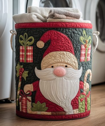 Holiday Gnome Quilted Laundry Hamper - Festive Fabric Basket, Foldable Stain-Resistant Organizer & Perfect Seasonal Decor Gift