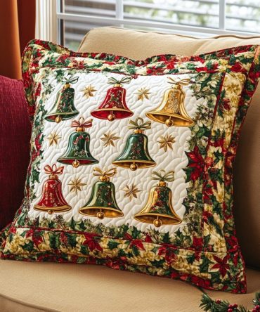 Holiday Harmony Quilted Pillow Cover — Coordinated Festive Throw Pillowcase, Multicolor Quilted Accent To Elevate Holiday Decor