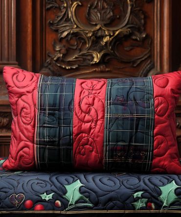 Holiday Hearth Quilted Pillowcase - Warm Festive Decorative Pillow Cover For Couch & Bed, Classic Seasonal Accent