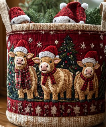 Holiday Hooves Quilted Laundry Hamper – Festive Foldaway Laundry Basket With Reinforced Handles, Durable & Easy-Care