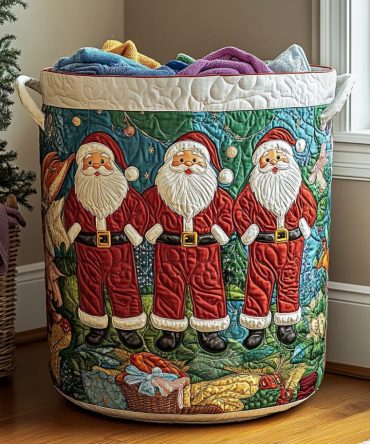 Holiday Magic Quilted Laundry Hamper — Festive Christmas Fabric Basket For Seasonal Decor & Storage, Collapsible With Reinforced Handles