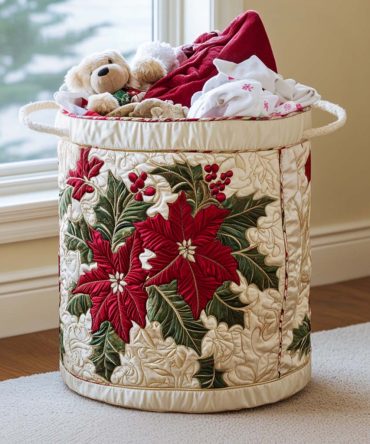 Holiday Magic Quilted Laundry Hamper — Spacious Decorative Fabric Laundry Basket With Reinforced Base, Easy-Fold Design And Festive Pattern For Home Storage