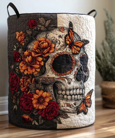Hollow Soul Quilted Laundry Hamper — Gothic Collapsible Fabric Basket With Reinforced Handles & Sturdy Quilted Construction For Stylish Storage