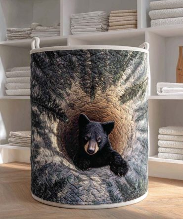 Hollow Watch Quilted Laundry Basket - Subtle Patterned Fabric Hamper For Modern Homes , Collapsible Laundry Bin, Space-Saving Room Organizer, Durable Handles