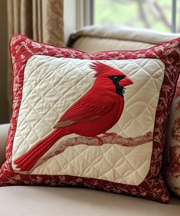 Holly Haven Quilted Pillow Cover — Classic Holly Leaf Holiday Throw Case, Cozy Quilted Texture For Timeless Seasonal Decor