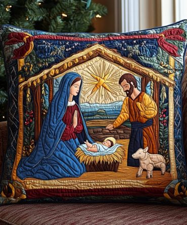 Vintage Holy Infant Quilted Decorative Pillow Cover — Sacred Cherub Icon Accent For Nurseries & Sacred Spaces, Soft Heirloom Feel