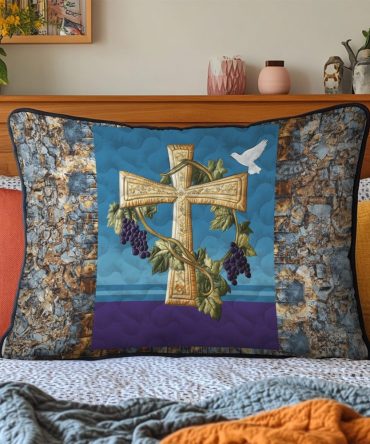 Holy Serenity Quilted Pillow Cover — Tranquil, Elegant Decorative Pillowcase For Meditation Spaces, Bedrooms & Living Areas