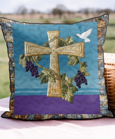 Holy Serenity Quilted Pillow Cover - Tranquil Religious Motif Throw Pillowcase For Meditation & Sacred Spaces, Soft Quilted Accent Case