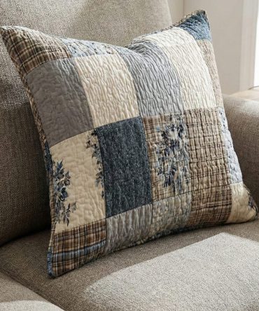 Rustic Homestead Quilted Pillow Cover - Farmhouse Chic Throw Pillowcase For Country Living, Porch & Cozy Interiors