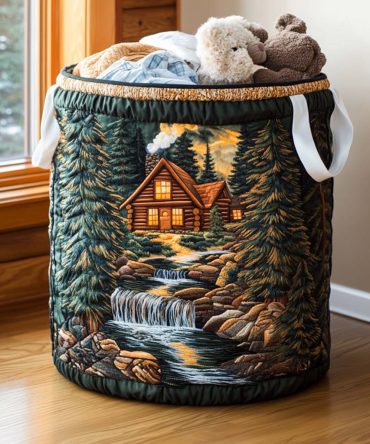 Homestead Charm Quilted Laundry Hamper — Farmhouse Cotton Basket With Classic Pattern, Collapsible & Sturdy For Versatile Home Organization