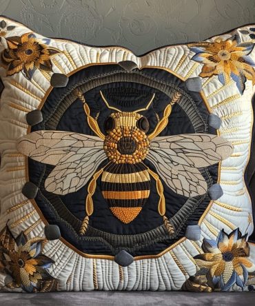 Honeycomb Delight Quilted Accent Pillow Cover – Modern Geometric Bee Decorative Pillowcase, Soft Quilting, Reversible & Low-Maintenance