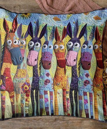 Hoofbeats Of Happiness Quilted Pillow Case — Whimsical Horse Hoofprint Decorative Cover, Soft Cotton-Blend, Hypoallergenic & Washable